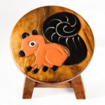 Children's stool, stool, children's chair solid wood with animal motif squirrel, 25 cm seat height for our children's seating group