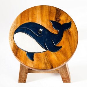 Children's stool, stool, children's chair solid wood with animal motif whale, fish, 25 cm seat height for our children's seating group