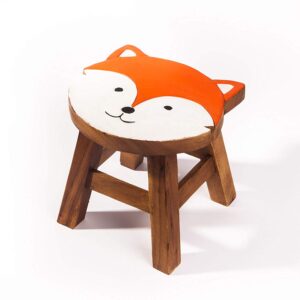 Children's stool, stool, children's chair solid wood with animal motif fox, 25 cm seat height for our children's seating group