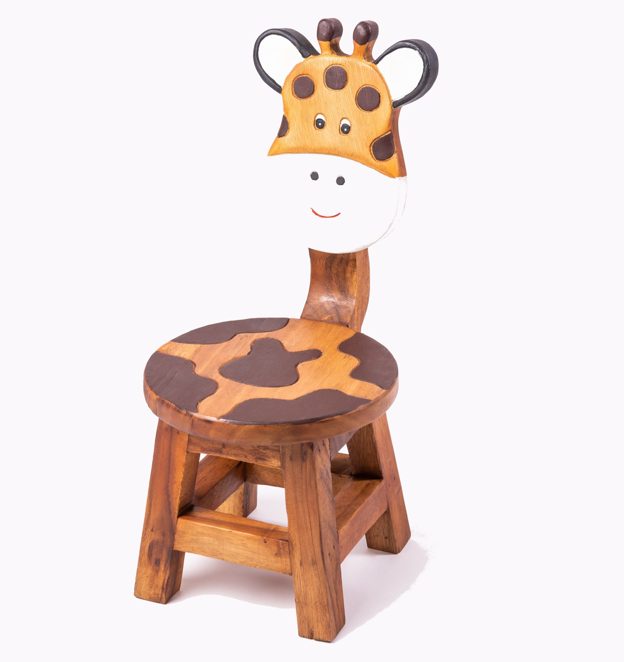 Tabouret pour enfant en bois massif avec motif animal Papa Giraffe 25 cm Hauteur dassise pour notre groupe de siège enfant