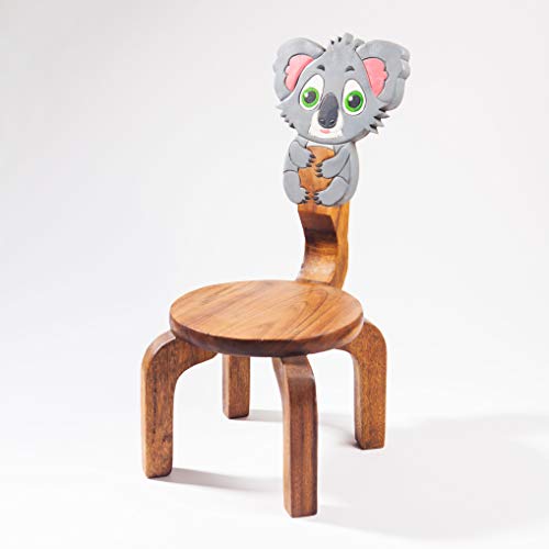 Robuster Kinderstuhl aus Holz für Kinder mit Tiermotiv Schafbock