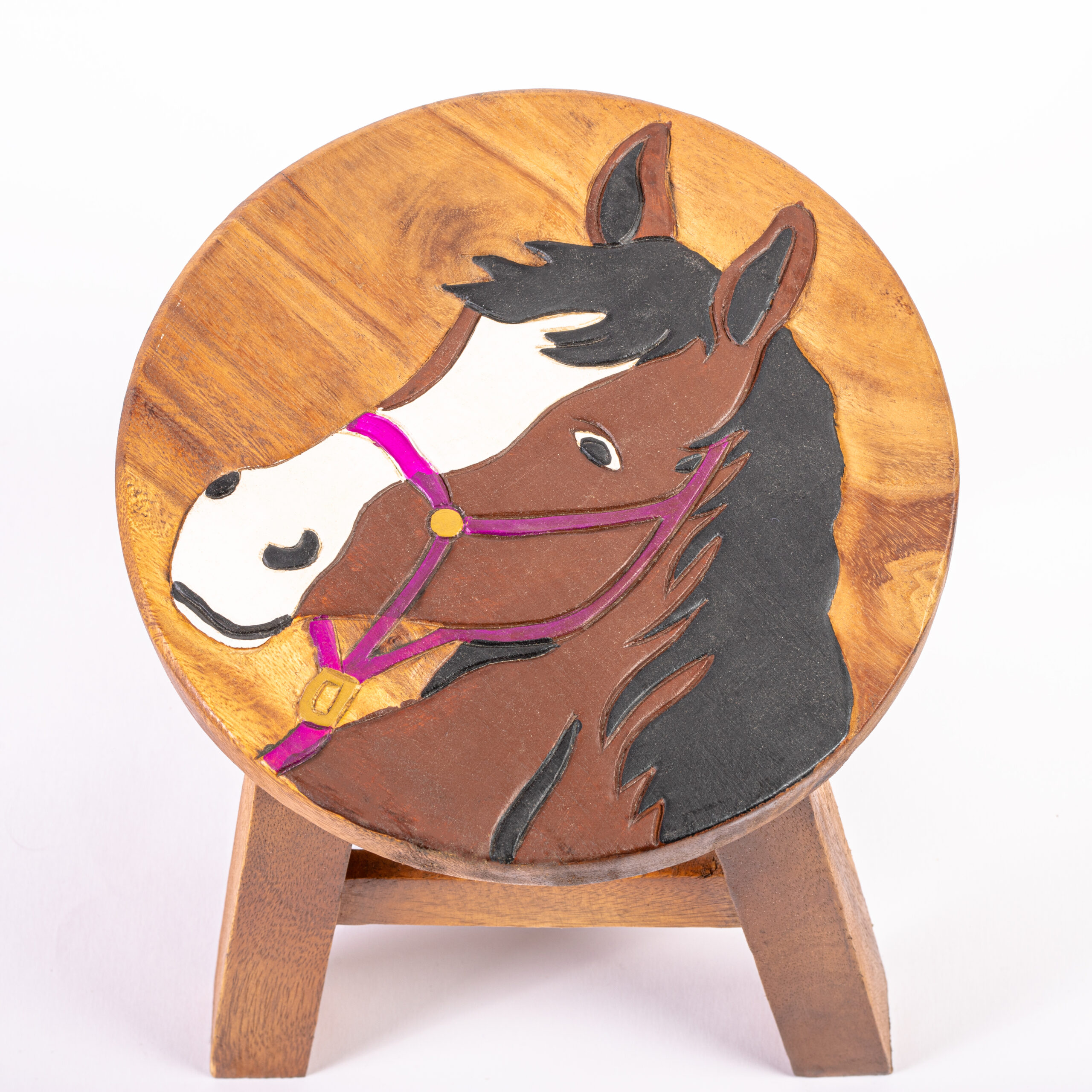 Taburete infantil, escabel, silla infantil caballo de madera